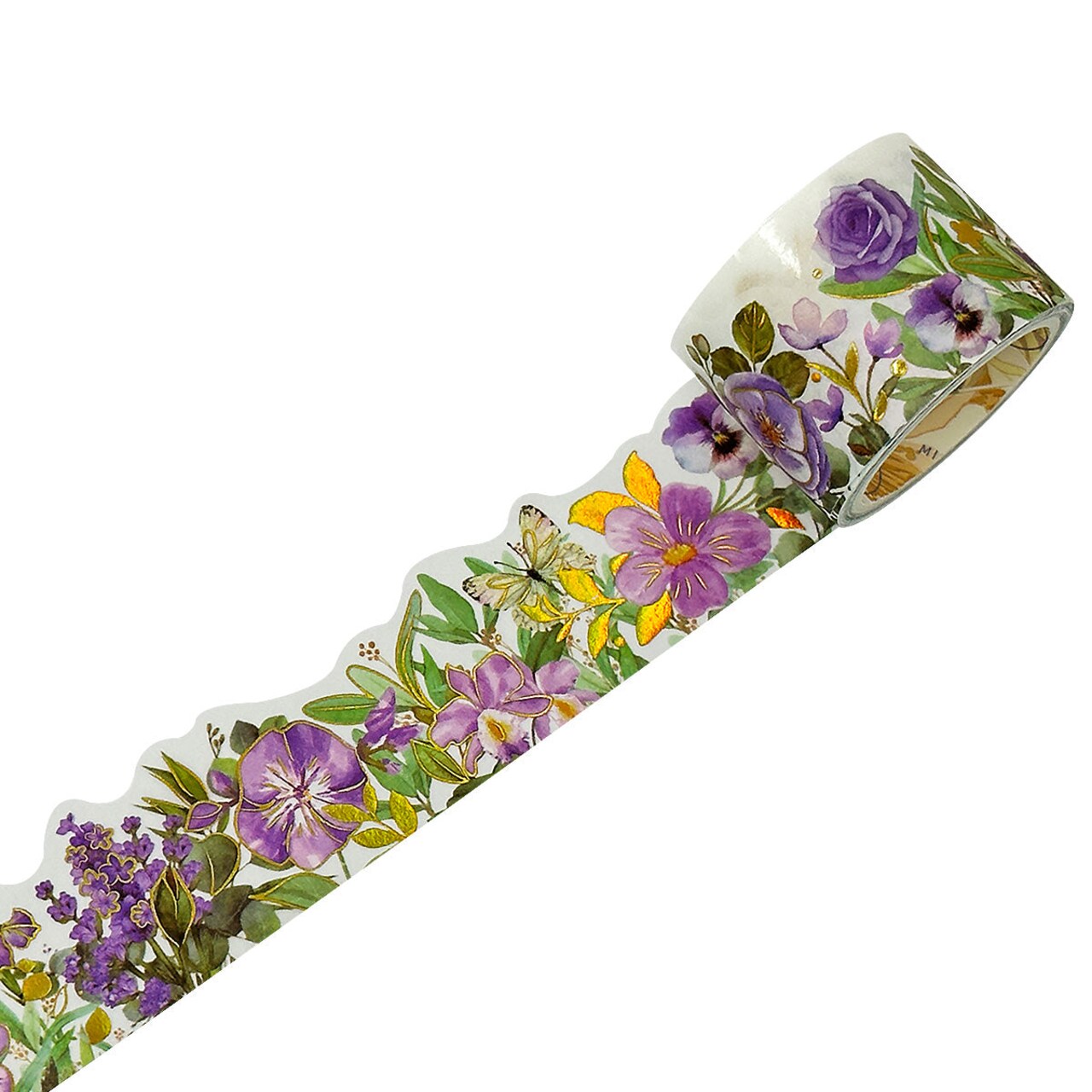 Wrapables Landscape Floral Metallic Gold Foil Washi Tape, 30mm x 3M